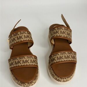 Michael Kors Tan and Brown Logo Sandals